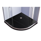 100 x 100cm Chrome Rounded Sliding 6mm Curved Shower Screen with Black Base