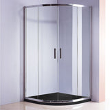 100 x 100cm Chrome Rounded Sliding 6mm Curved Shower Screen with Black Base