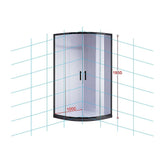 100 x 100cm Black Rounded Sliding 6mm Curved Shower Screen with White Base