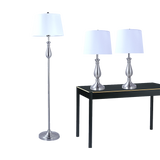 3-Piece Lamp Set Modern Home Living Room Bedroom Nickel Finish