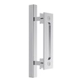 12" Square Pull and Flush Door Handle Set Stainless Steel Barn Door Hardware