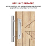 12" Square Pull and Flush Door Handle Set Stainless Steel Barn Door Hardware