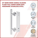 12" Barn Door Handle Sliding Flush Pull Wood Door Gate Hardware Stainless Steel