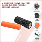 2 IN 1 Physio EVA PVC Foam Yoga Roller Gym Back Training Exercise Massage