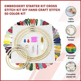 Embroidery Starter Kit Cross Stitch Kit DIY Hand Craft Stitch 50 Color Kit