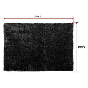 200x140cm Floor Rugs Large Shaggy Rug Area Carpet Bedroom Living Room Mat - Black