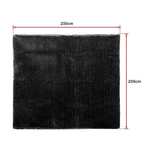 230x200cm Floor Rugs Large Shaggy Rug Area Carpet Bedroom Living Room Mat - Black