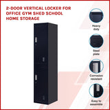 2-Door Vertical Locker for Office Gym Shed School Home Storage