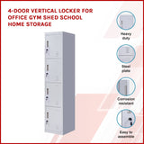 4-Door Vertical Locker for Office Gym Shed School Home Storage