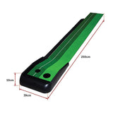 Indoor Practice Putting Green 2.5m Mat Inclined Ball Return Fake Grass 2 Holes