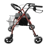 Rollator Walker Walking Frame With Wheels Zimmer Mobility Aids Seat Red