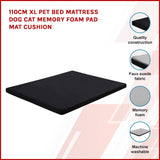 110CM XL Pet Bed Mattress Dog Cat Memory Foam Pad Mat Cushion