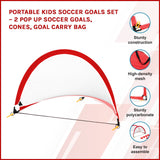 Portable Kids Soccer Goals Set – 2 Pop Up Soccer Goals, Cones, Goal Carry Bag