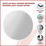 50cm LED Wall Mirror Bathroom Mirrors Light Decor Round