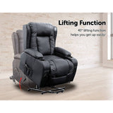 Recliner Chair Electric Massage Chair Lift Heated Leather Lounge Sofa Black