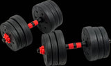 20kg Adjustable Rubber Dumbbell Set Barbell Home GYM Exercise Weights