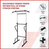 Adjustable Power Tower Dip Bar Pull Up Stand Fitness Station