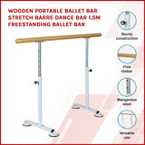 Wooden Portable Ballet Bar Stretch Barre Dance Bar 1.5M Freestanding Ballet Bar