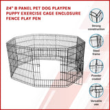 24" 8 Panel Pet Dog Playpen Puppy Exercise Cage Enclosure Fence Play Pen