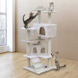 132cm Cat Tree Scratching Post Scratcher Tower Condo House Furniture Wood - Beige