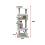 132cm Cat Tree Scratching Post Scratcher Tower Condo House Furniture Wood - Beige