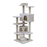 132cm Cat Tree Scratching Post Scratcher Tower Condo House Furniture Wood - Beige