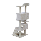 132cm Cat Tree Scratching Post Scratcher Tower Condo House Furniture Wood - Beige