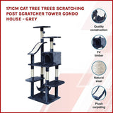 171cm Cat Tree Trees Scratching Post Scratcher Tower Condo House - Grey