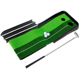 Indoor Practice Putting Green 2.5m Mat Inclined Ball Return Fake Grass 2 Holes