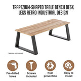 Trapezium-Shaped Table Bench Desk Legs Retro Industrial Design Fully Welded - Black