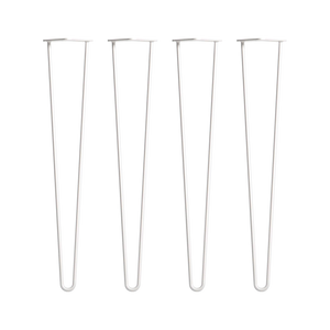 Set of 4 Industrial Retro Hairpin Table Legs 12mm Steel Bench Desk - 71cm White