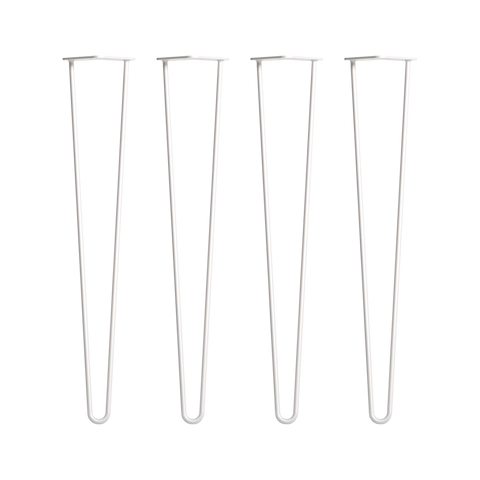 Set of 4 Industrial Retro Hairpin Table Legs 12mm Steel Bench Desk - 71cm White