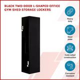 Black Two-Door L-shaped Office Gym Shed Storage Lockers