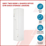 Grey Two-Door L-shaped Office Gym Shed Storage Lockers