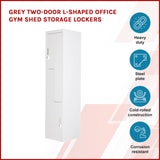 Grey Two-Door L-shaped Office Gym Shed Storage Lockers