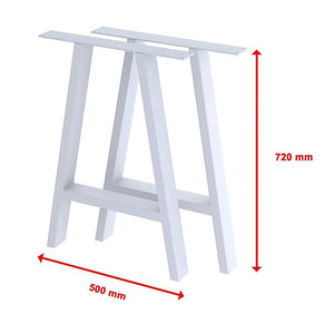 2x Rustic Dining Table Legs Steel Industrial Vintage 71cm - White