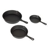 Pre Seasoned Cast Iron Skillet Fry Pan Set 3 Pcs Frying Pan Set