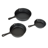 Pre Seasoned Cast Iron Skillet Fry Pan Set 3 Pcs Frying Pan Set