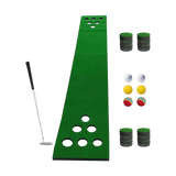 Golf Beer Pong Game Toy Set Green Golf Putting Matt with 2 Putters, 6 Balls