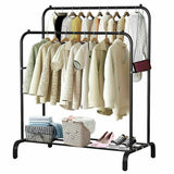 Heavy Metal Double Clothes Rail Hanging Rack Garment Display Stand Storage Shelf