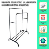 Heavy Metal Double Clothes Rail Hanging Rack Garment Display Stand Storage Shelf