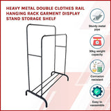 Heavy Metal Double Clothes Rail Hanging Rack Garment Display Stand Storage Shelf