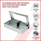 5x Humane Mice Trap Reusable Safe Catching Metal Mouse Multi Live Catcher