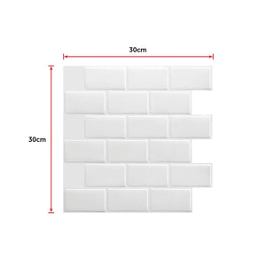 Tiles 3D Peel and Stick Wall Tile Subway White (30 x 30cm x 10 sheets)