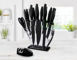 Kitchen 17 Pc Knife Set w/ Block & Sharpener Chef Bread Steak Knives