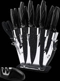 Kitchen 17 Pc Knife Set w/ Block & Sharpener Chef Bread Steak Knives