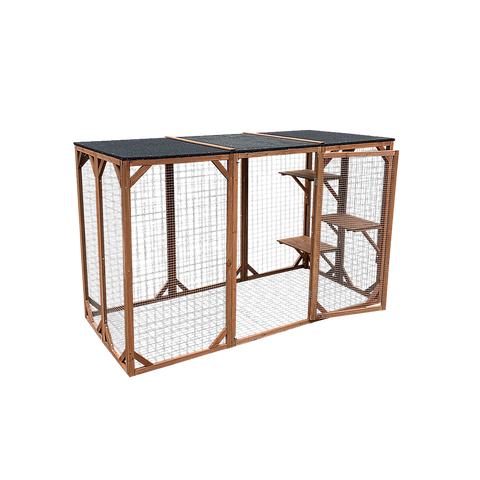 180cm Large Cat Enclosure Wooden Outdoor Cage with 3 Platforms