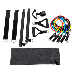 Exercise Pilates Bar Kit Resistance Bands Yoga Fitness Stretch Workout Gym