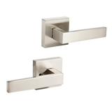 Door Handle Set Lever Passage Function Square Satin Nickel