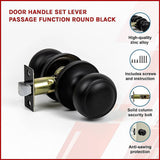 Door Handle Set Passage Function Round Black